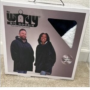 Big Hoodie - Blue and White Plush Lined Oversized Hoodie